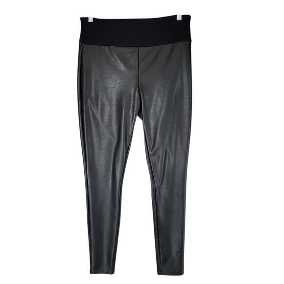 SPANX Assets Faux Leather Leggings sz 1X Women Black Stretch Comfort 20258R READ - Picture 1 of 12